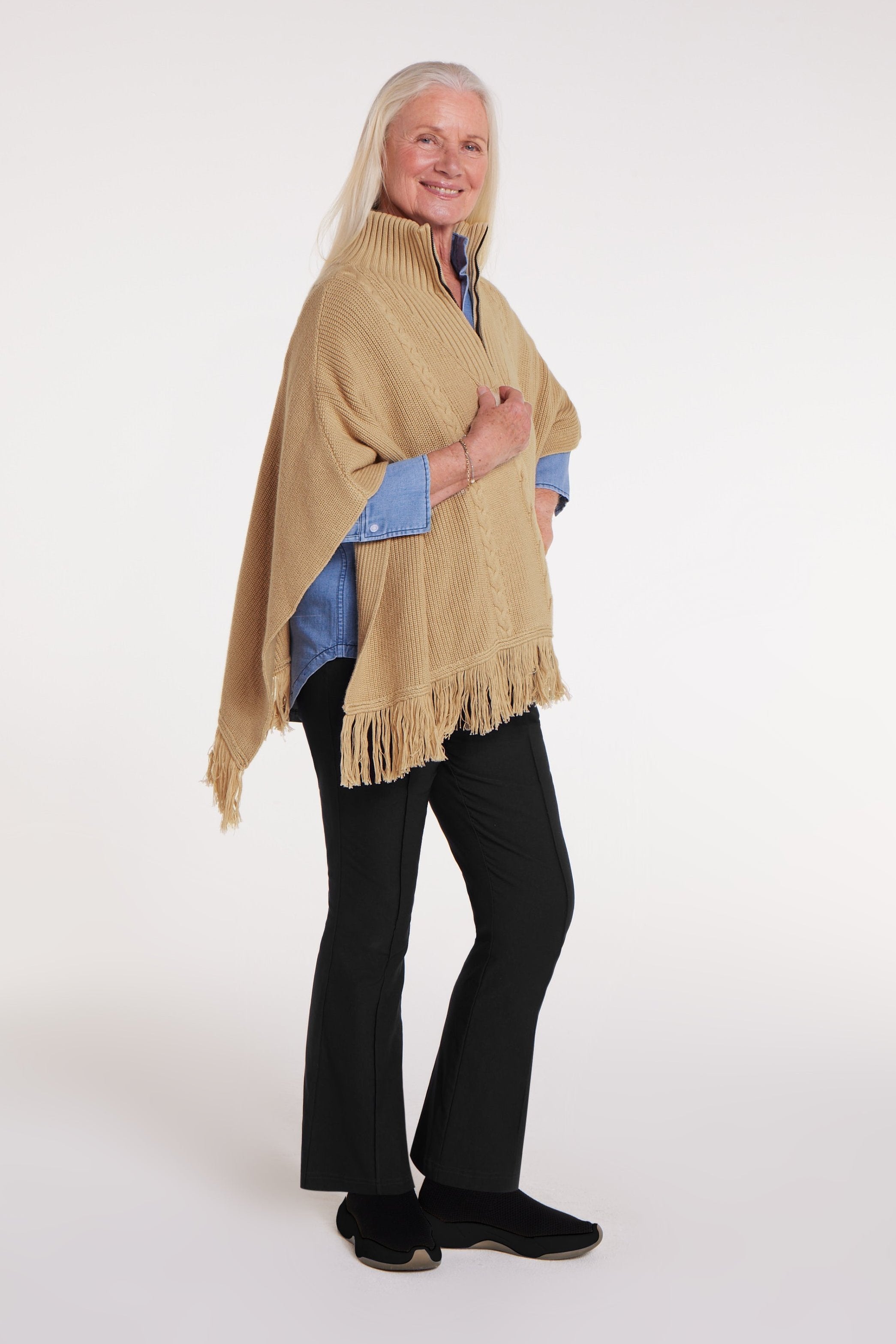 Loom Cashmere Merino Poncho - sale Camel